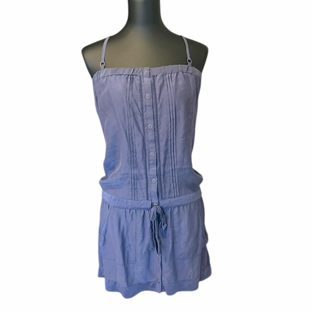 Guess 100% Silk Navy Blue Mini Dress with Pockets Coastal Summer